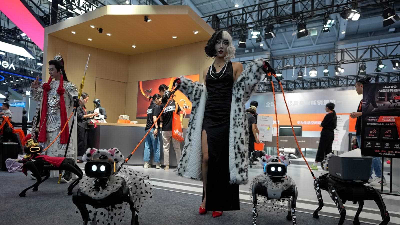 A showcase of advanced robotics at the 2026 World Robot Conference in Beijing, highlighting China's technological ambitions.