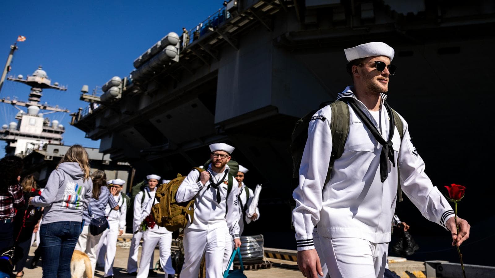 USS Gerald R. Ford aircraft carrier at sea during deployment