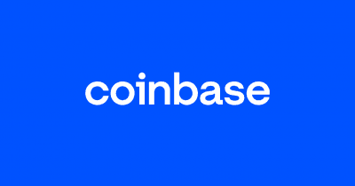 Coinbase logo with stock trading graphics
