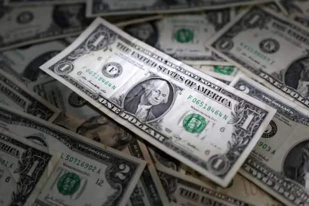 U.S. dollar symbol with a backdrop of economic data charts and geopolitical maps.