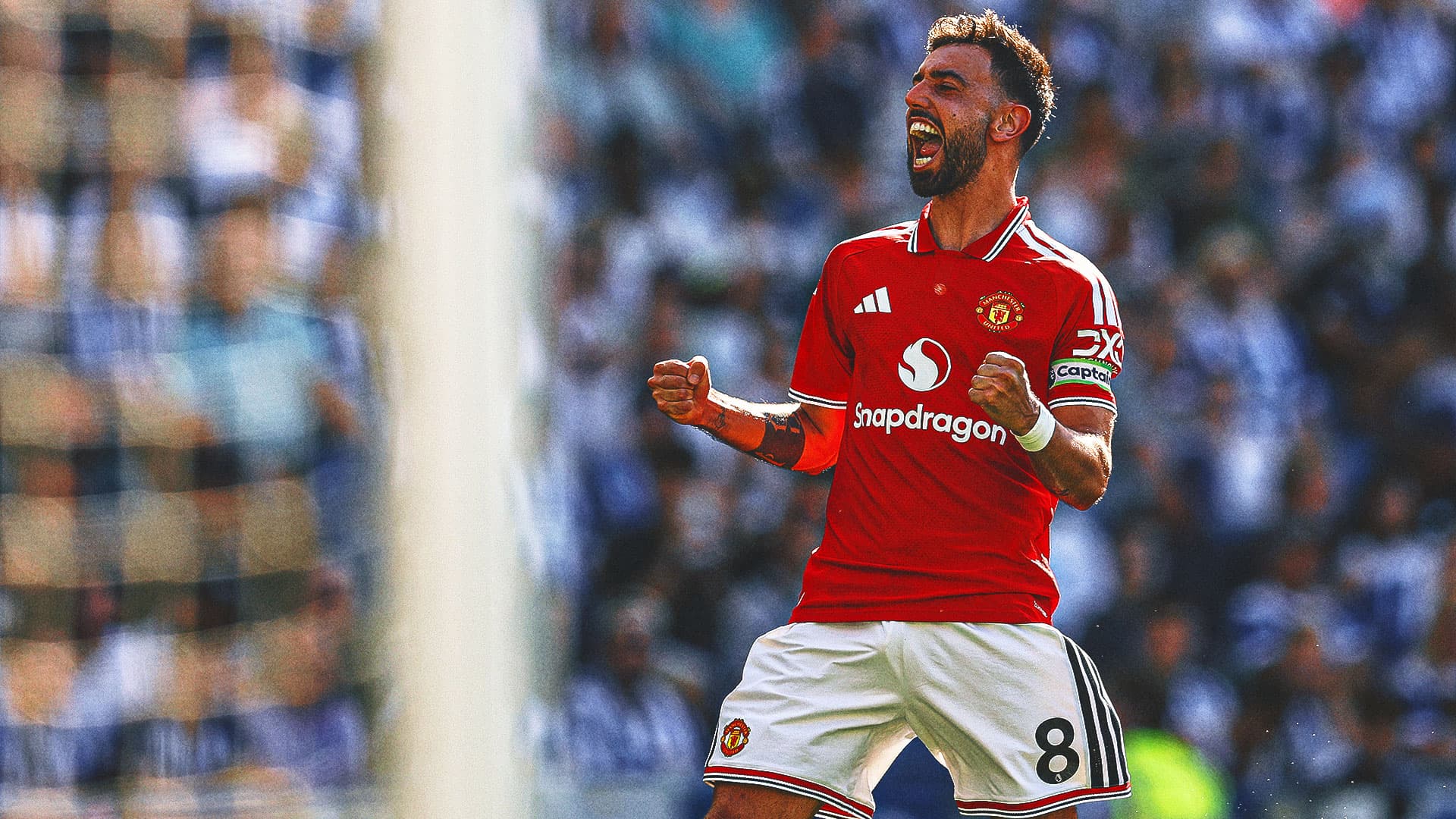 Bruno Fernandes celebrating after breaking the Premier League assists record.