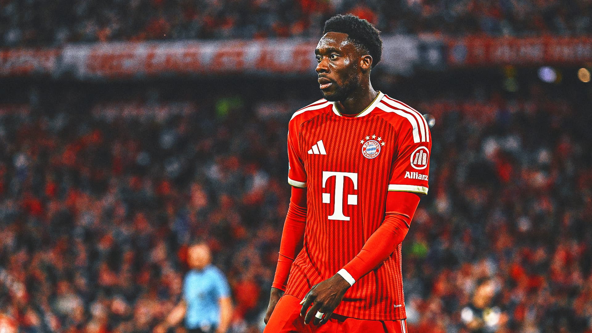 Alphonso Davies in action during a soccer match.