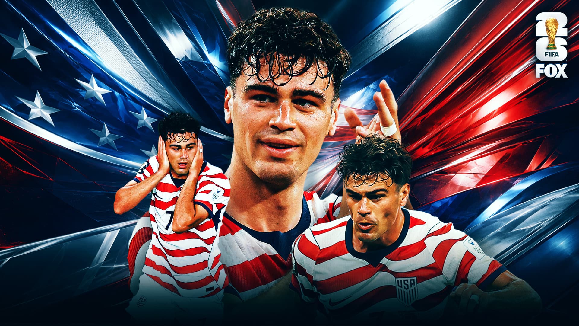 Gio Reyna celebrating his dramatic goal for the USMNT in the World Cup