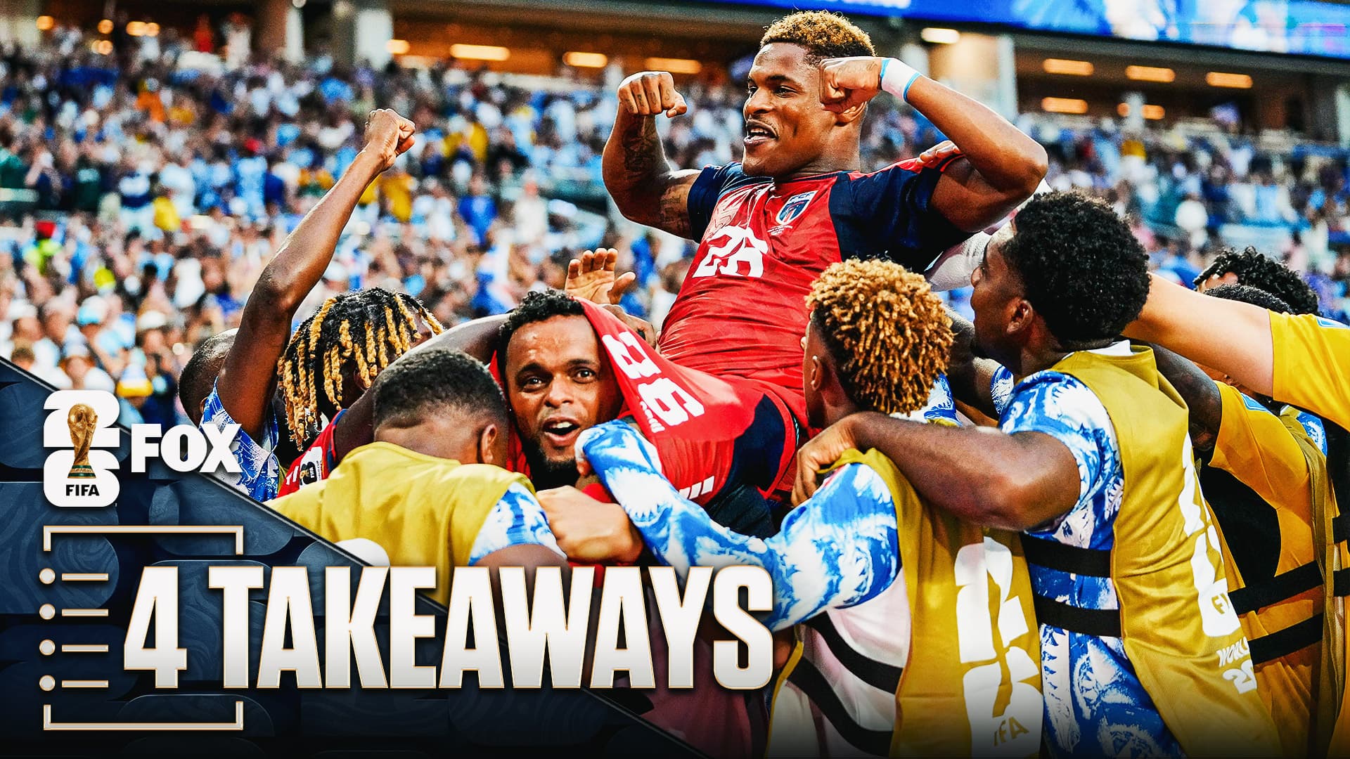 Cape Verde players celebrating during their World Cup match against Uruguay.