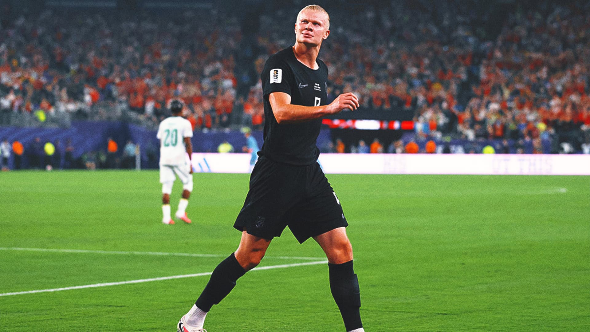 Erling Haaland and Kylian Mbappé during the World Cup match