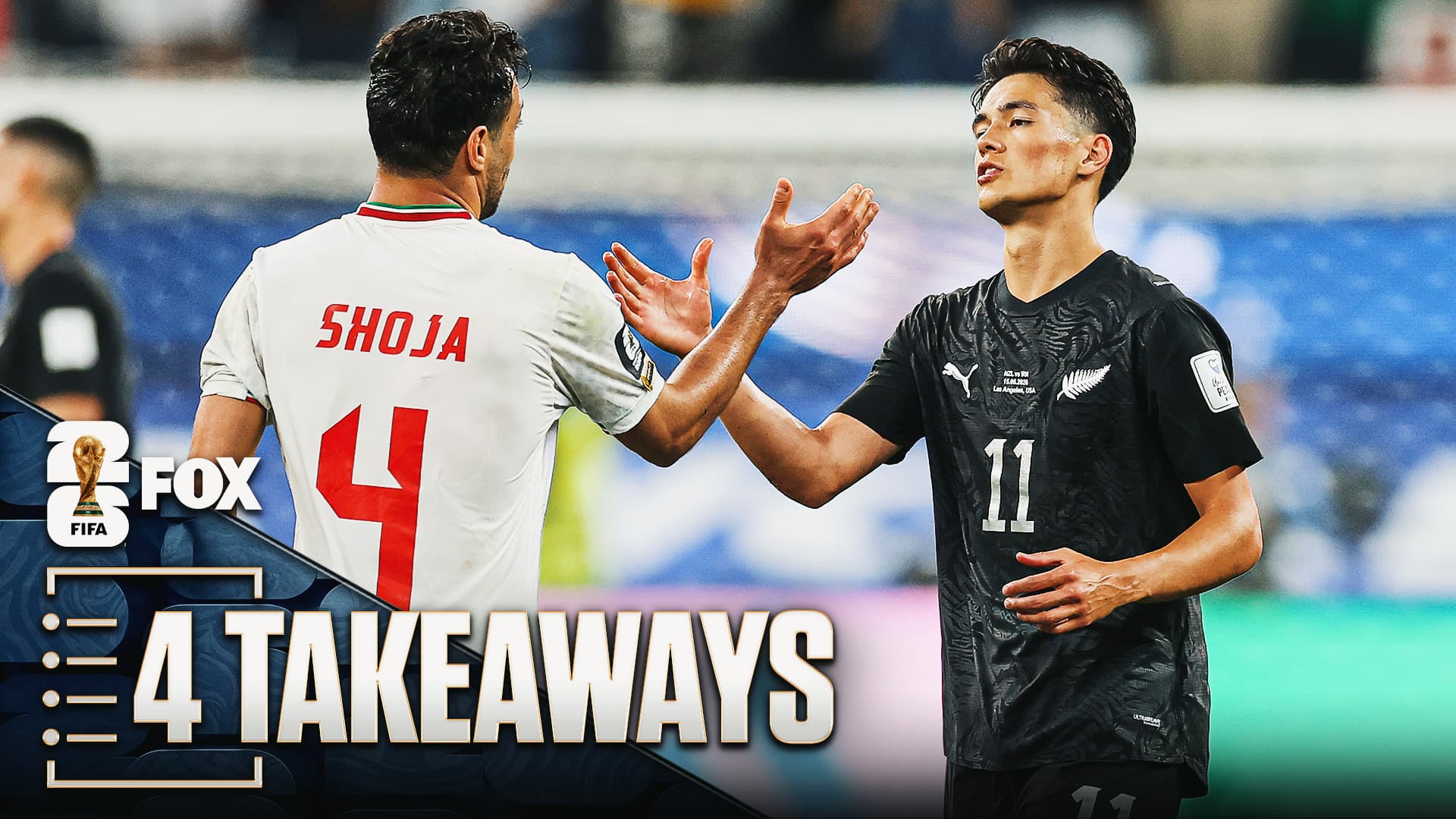 Iran and New Zealand players in action during their World Cup match.