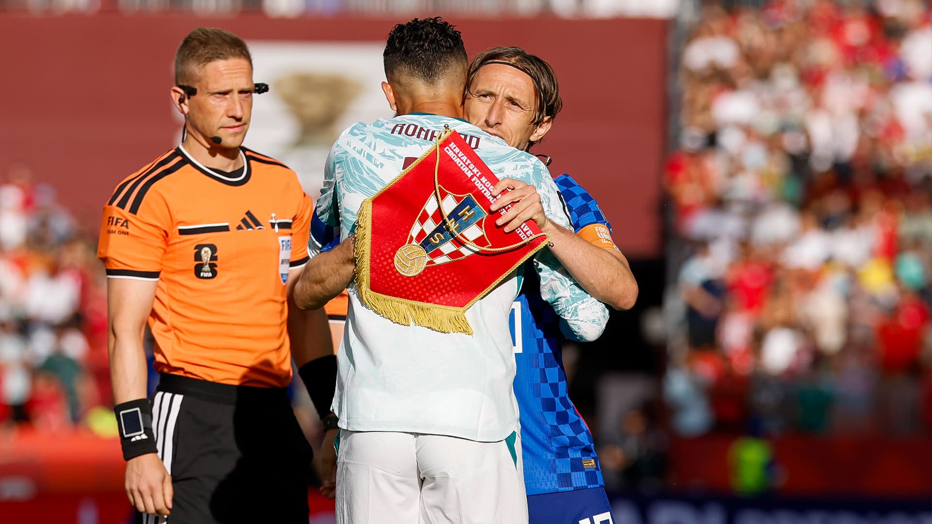 Luka Modrić and Cristiano Ronaldo during their historic World Cup match.