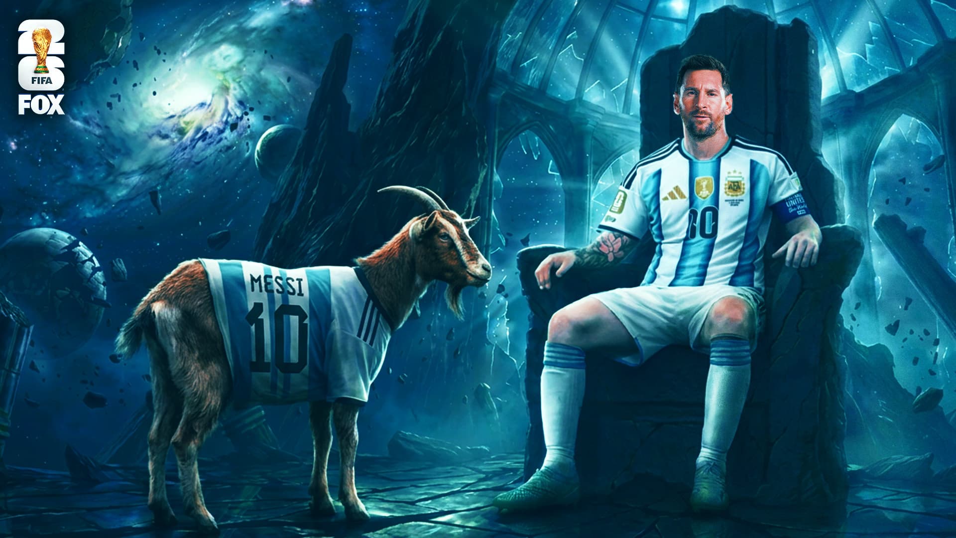 Lionel Messi celebrating Argentina's World Cup victory