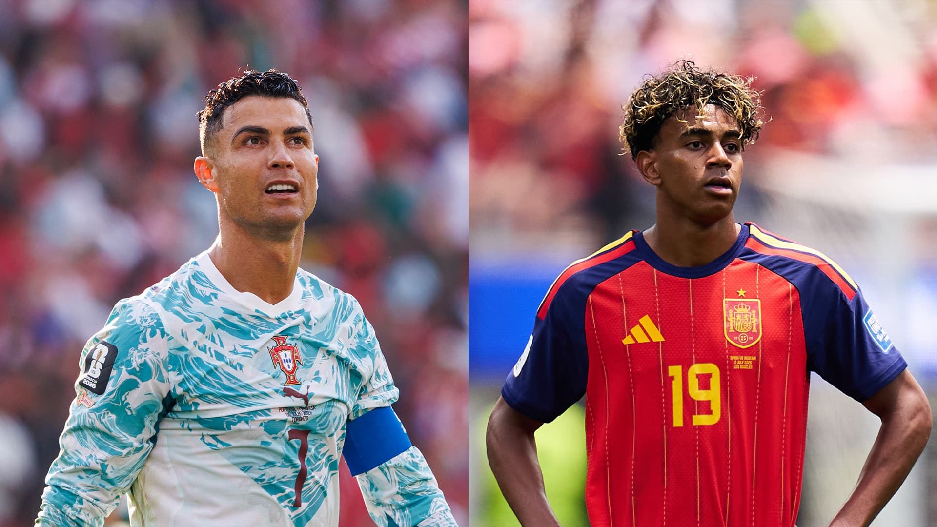 Lamine Yamal and Cristiano Ronaldo preparing for their World Cup clash.