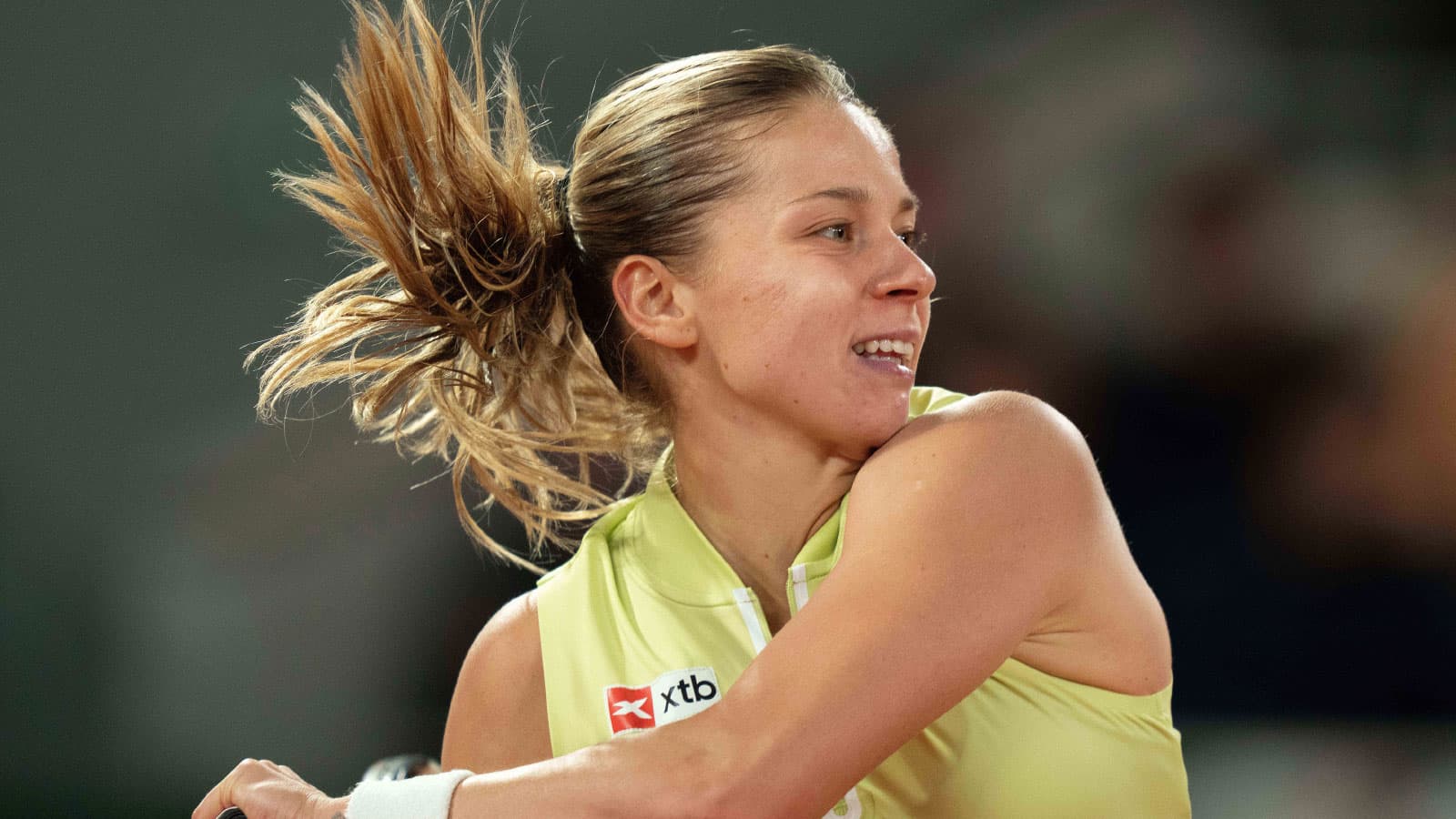 Maja Chwalinska celebrating her victory at the French Open.