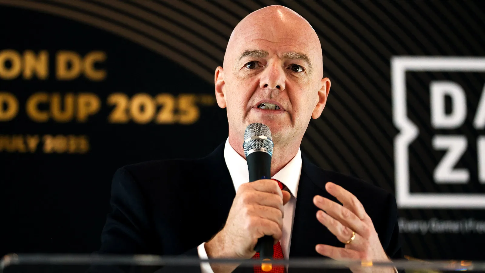 A graphic illustrating UEFA's criminal complaint against FIFA President Gianni Infantino over a failed $20 billion stake sale.