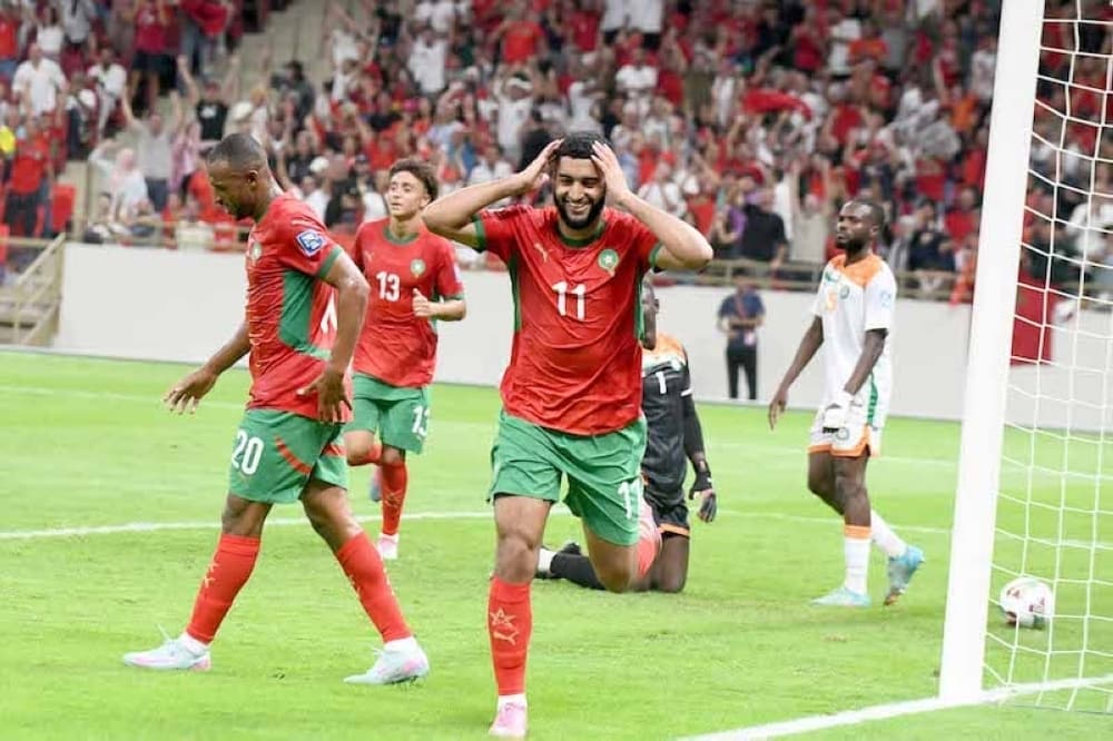 Moroccan national football team celebrating their World Cup qualification