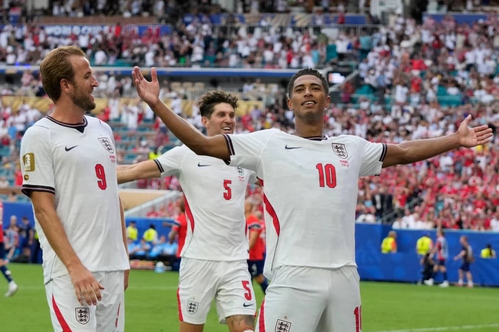 Jude Bellingham celebrating a goal during the 2026 World Cup