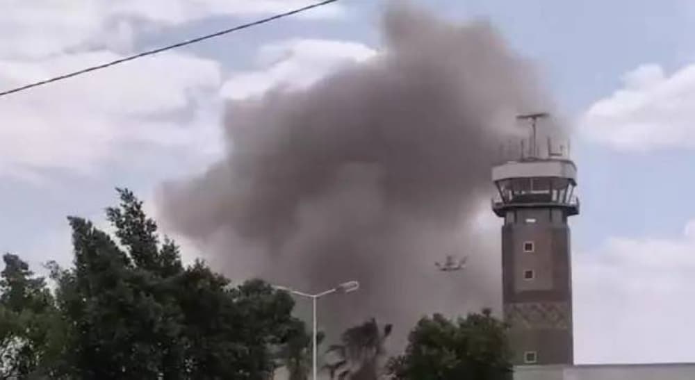 Yemeni military action at Sana'a International Airport to prevent Iranian flight landing.