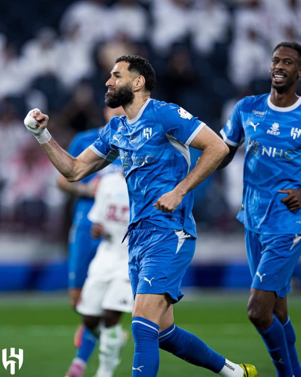 A graphic depicting Karim Benzema's performance stats and potential impact on Al-Hilal's strategy.