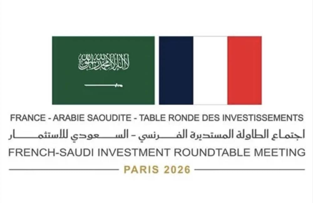 Infographic detailing the French-Saudi Investment Roundtable's key sectors and expected outcomes.