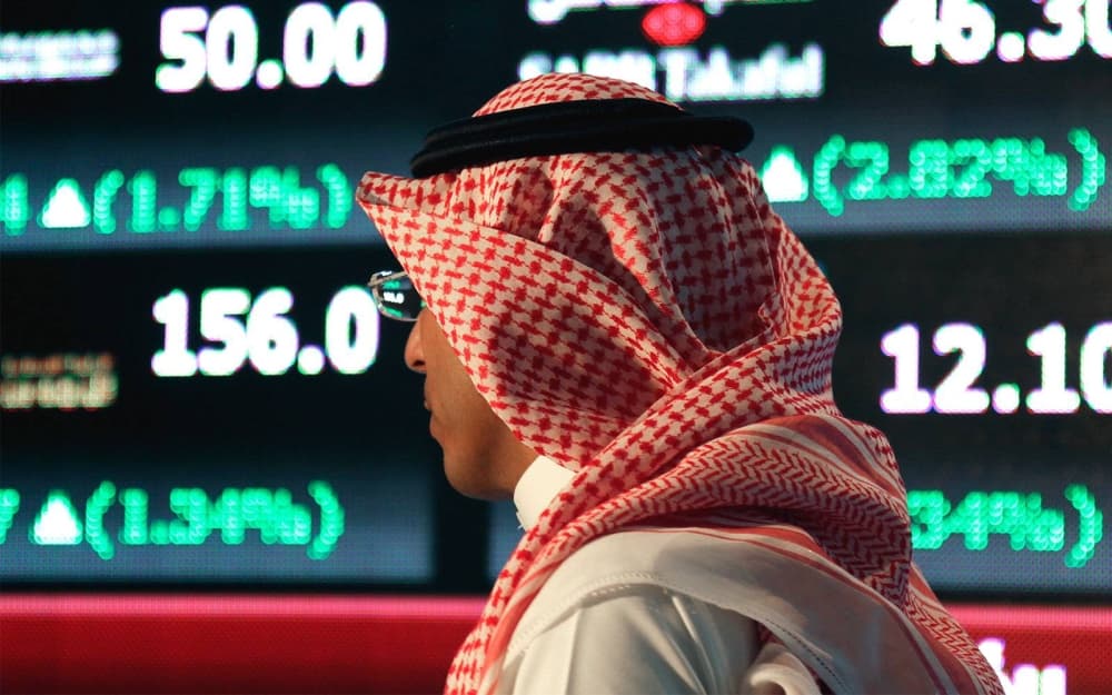 A graphic showing the Saudi Tadawul All Share Index rise with key statistics and trends.