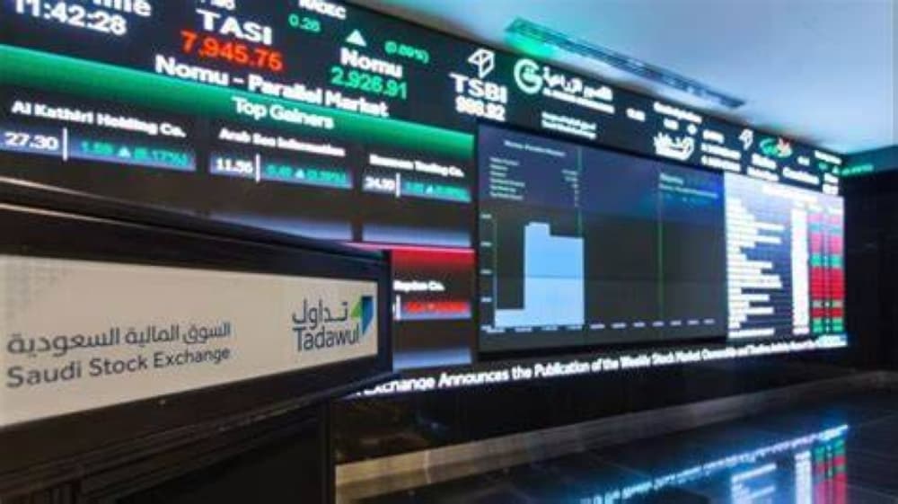 A visual representation of the Saudi Tadawul index decline and Nomu market rise.