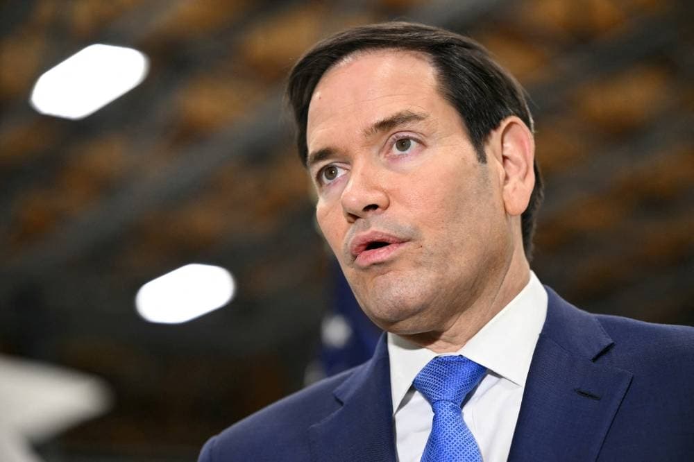 US Secretary of State Marco Rubio discussing defense commitments to Saudi Arabia, highlighting military cooperation and regional stability.