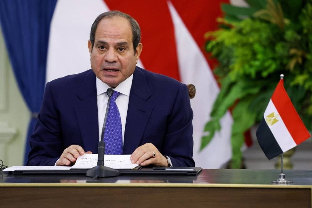 Egyptian President El-Sisi pledges military support for Saudi Arabia amid regional tensions.