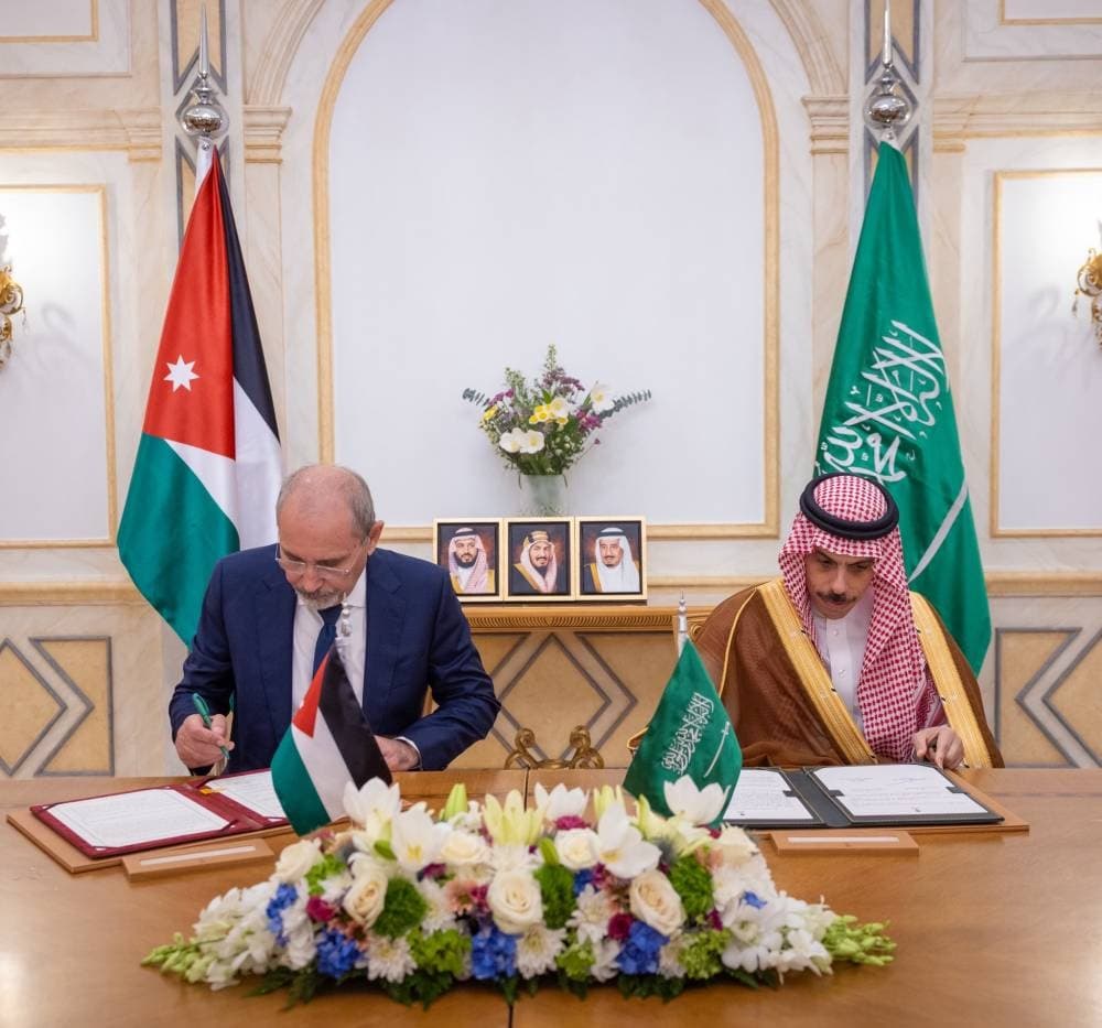Infographic detailing the Saudi-Jordanian Supreme Coordination Council agreement and its economic implications.