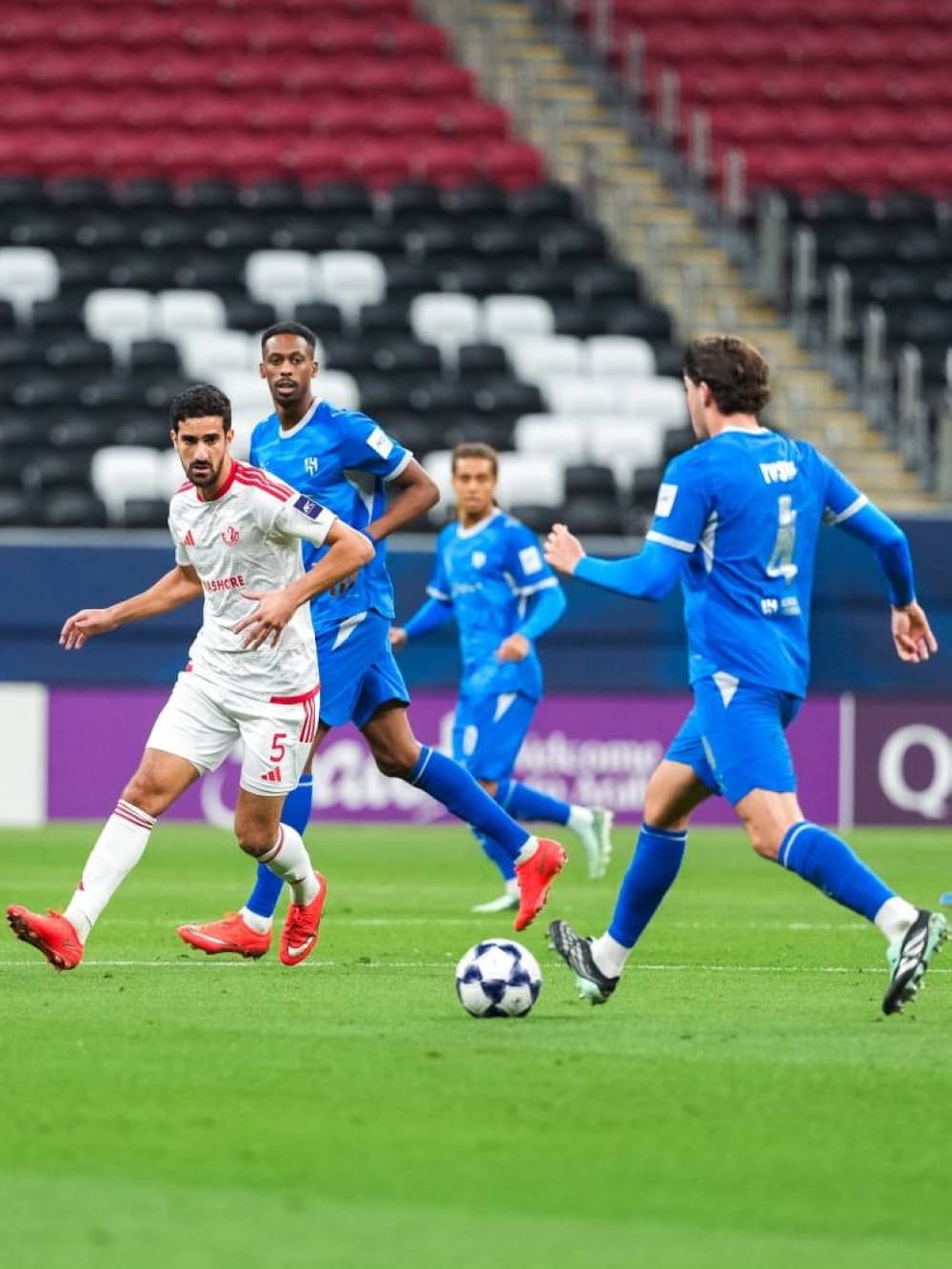 Scoreboard graphic showing Al-Shamal defeating Al-Hilal 3-1 in the AFC Champions League Elite match.