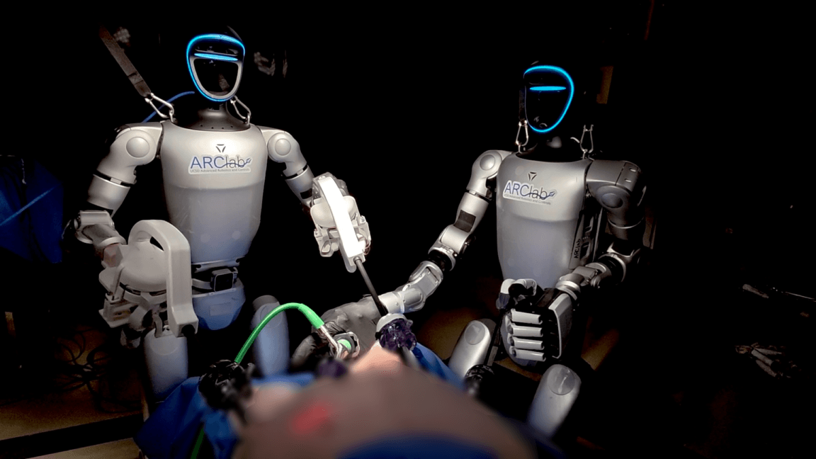 Surgeons using humanoid robots in groundbreaking surgery at UC San Diego.