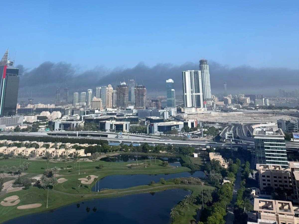 Firefighters responding to a blaze at a construction site in Dubai Marina.
