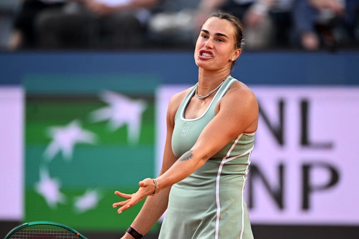 Aryna Sabalenka in action during her match at the Italian Open.