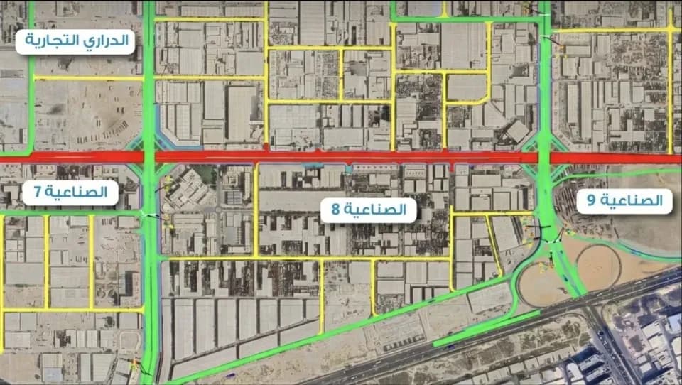 Traffic diversion signage on Al Khan Road in Sharjah