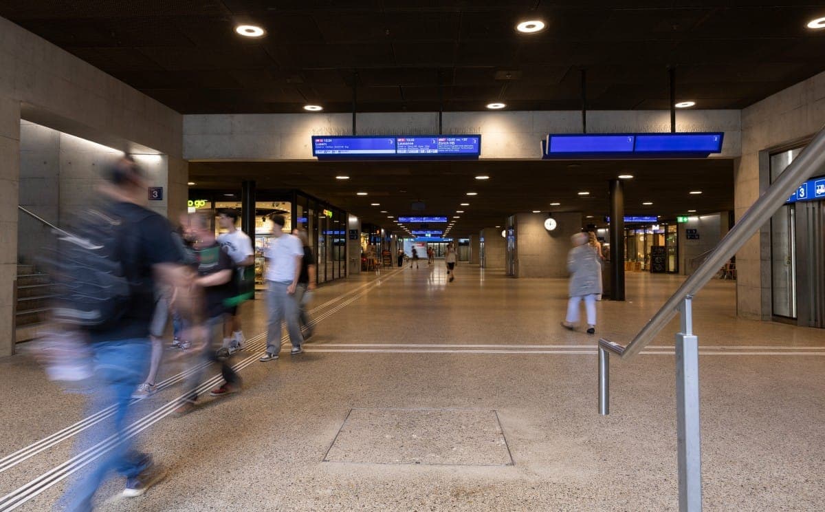 Police responding to a stabbing incident at a Swiss train station.