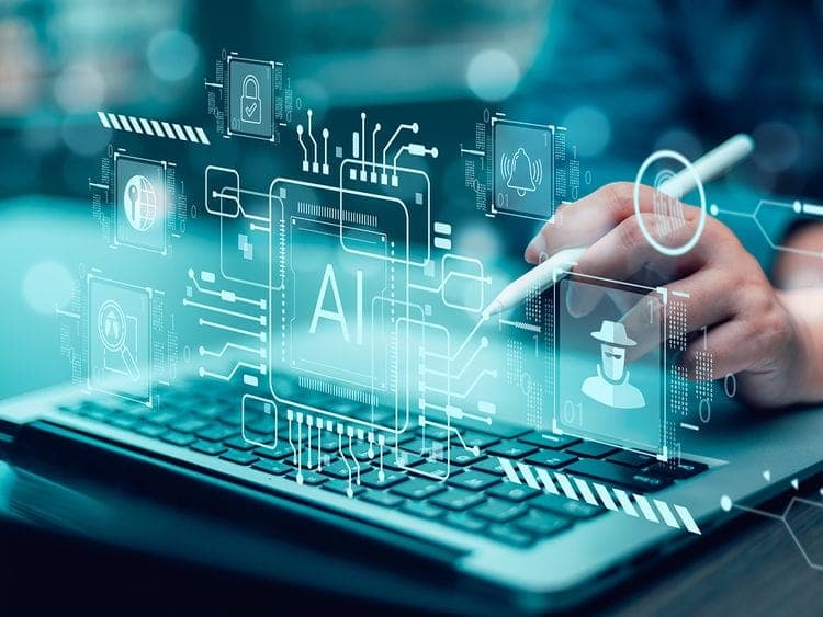 UAE flag with digital AI graphics representing technology leadership