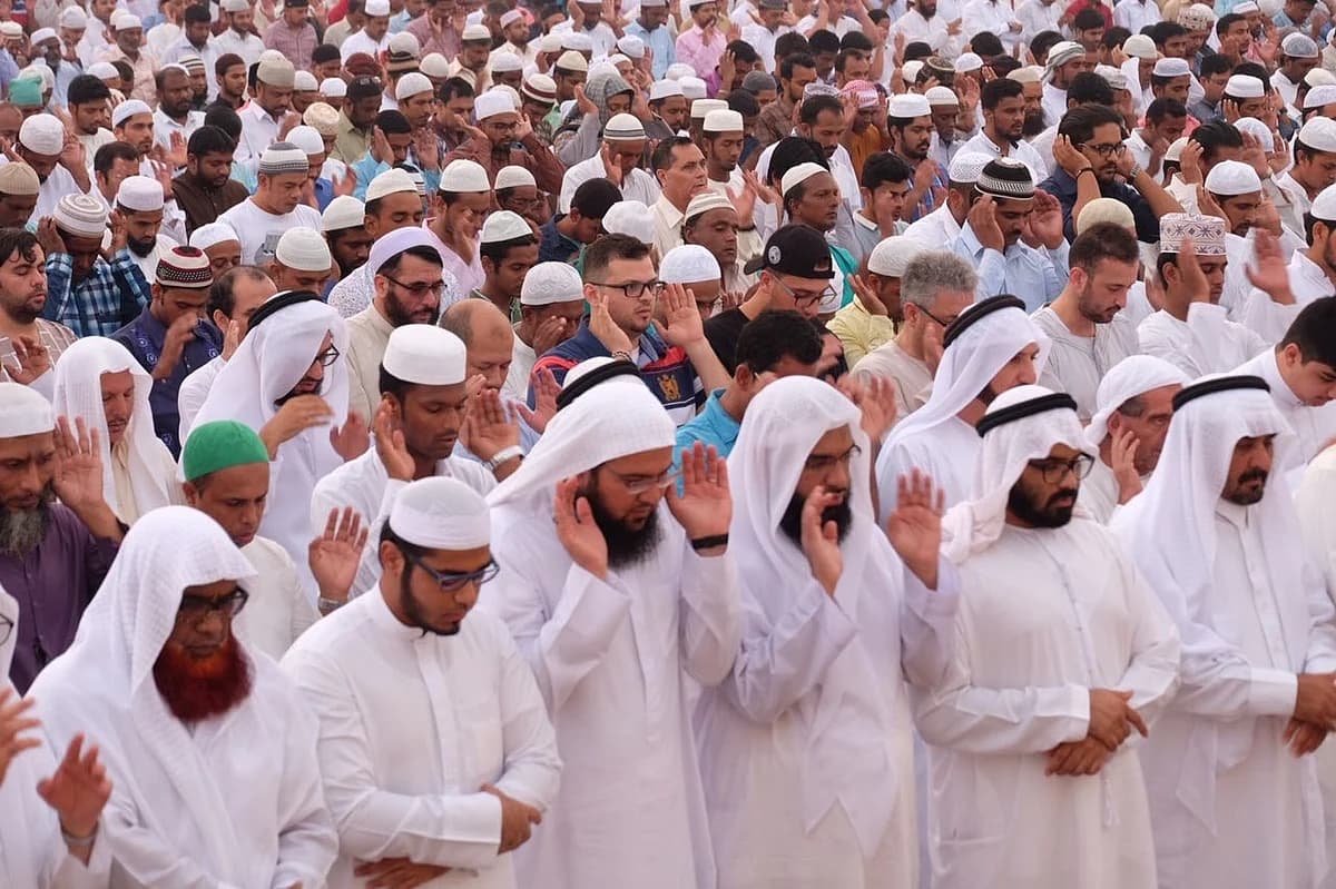 A serene image of a mosque during Eid Al Adha prayers in the UAE.