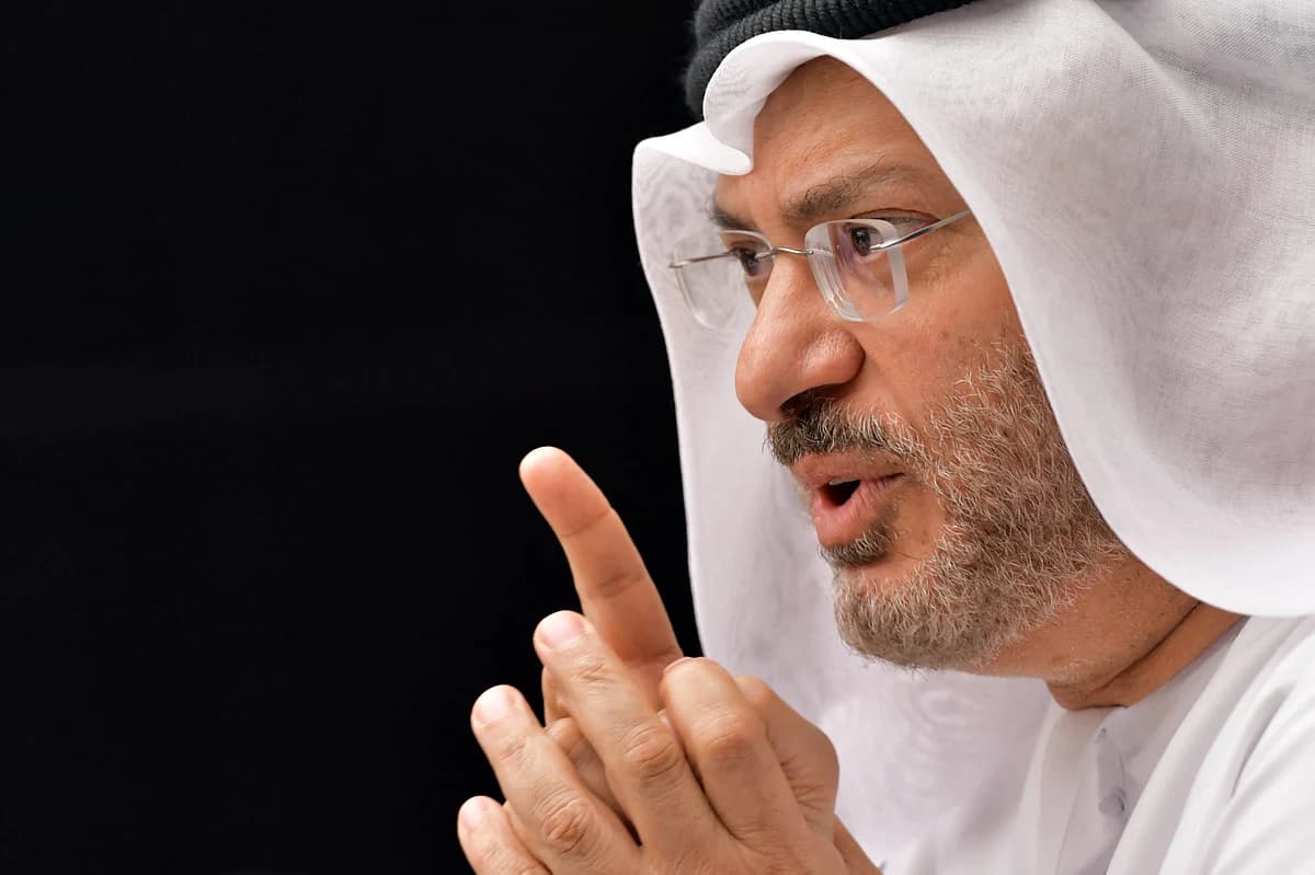 Anwar Gargash speaking on UAE's stance against Iranian maritime ambitions