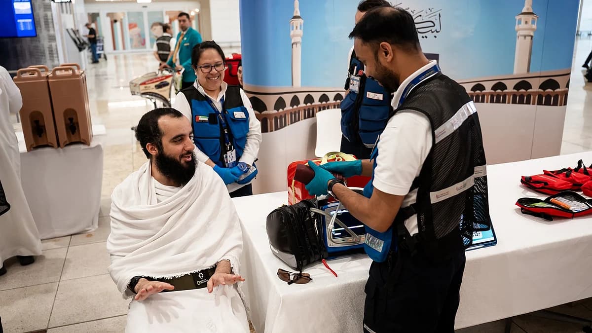 Hajj pilgrims arriving at Dubai Airports during the pilgrimage season.