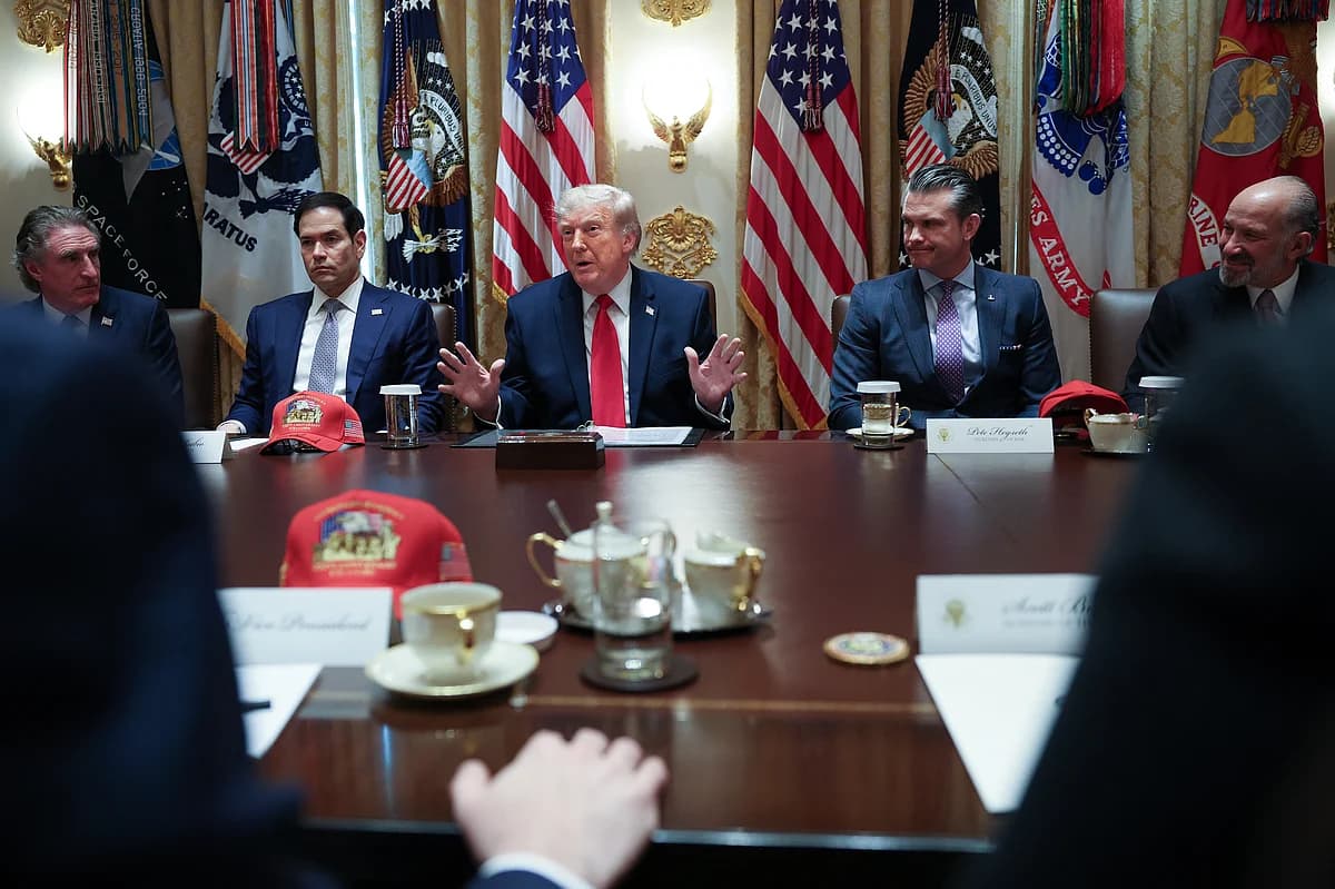 President Trump speaking about Iran and peace negotiations