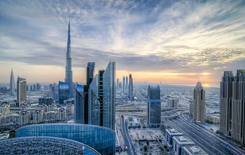 Dubai skyline with a focus on residential buildings and tenants.