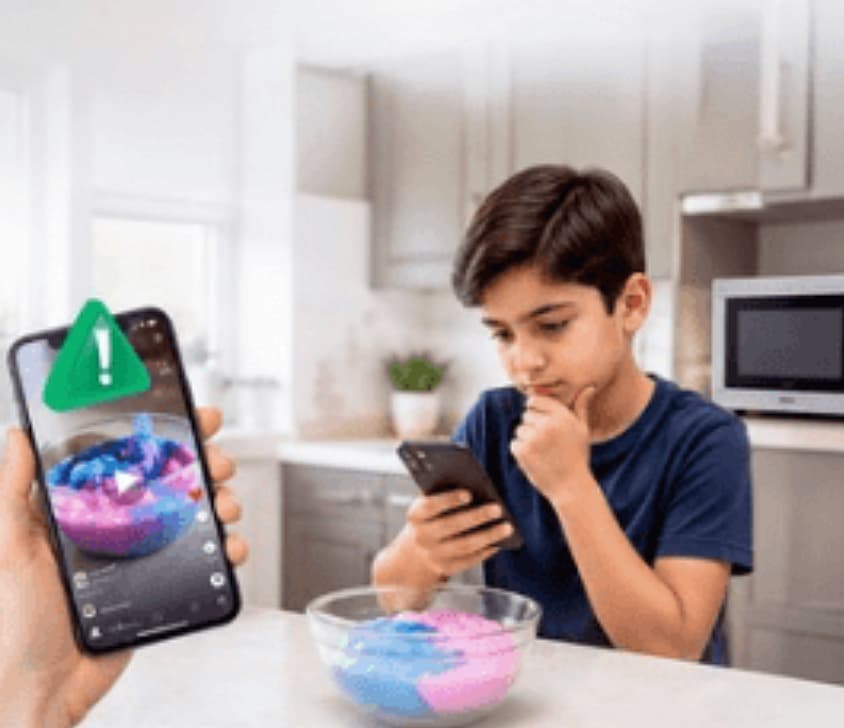 Dubai Police warning about the dangers of heating slime in microwaves