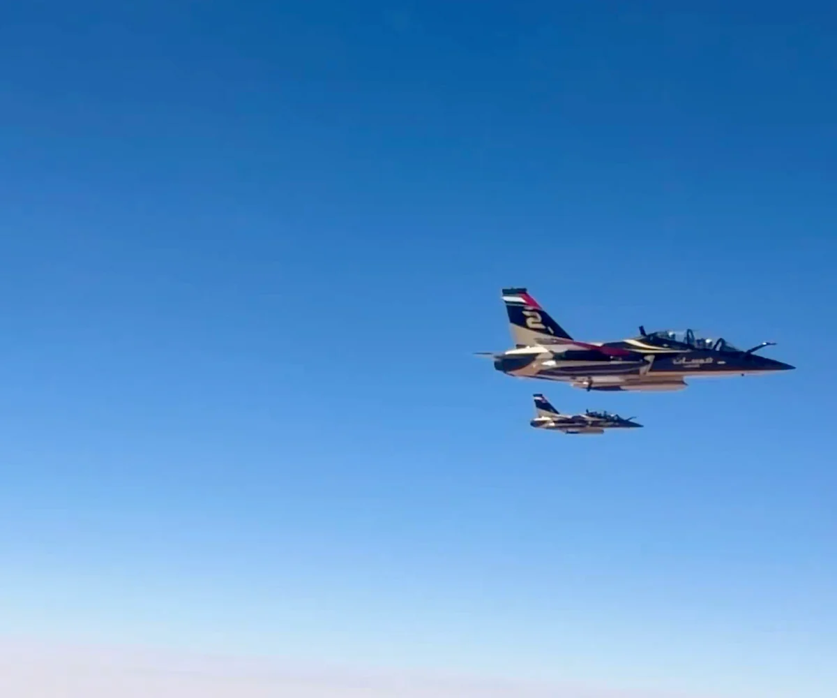 Al Fursan aerobatic team performing during US Independence Day celebrations