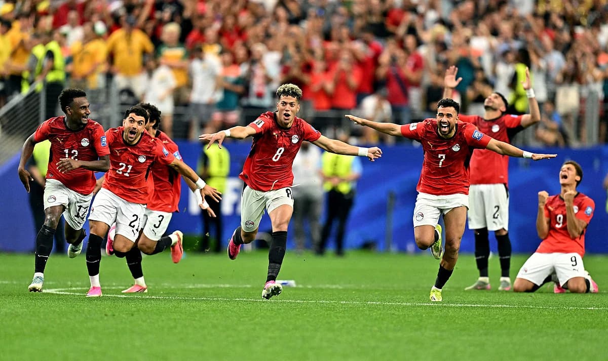 Egyptian football team celebrating their World Cup qualification