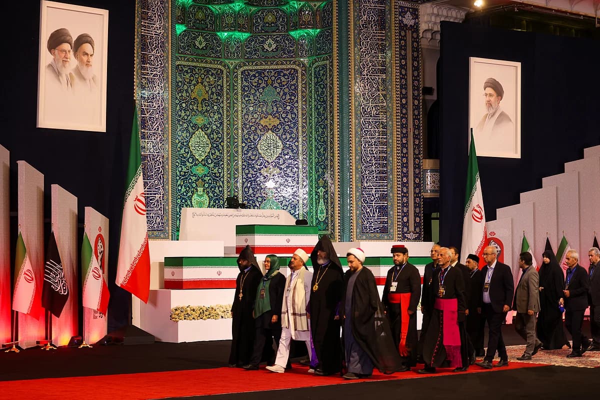 Mourners gather for the funeral of Ayatollah Khamenei in Tehran.