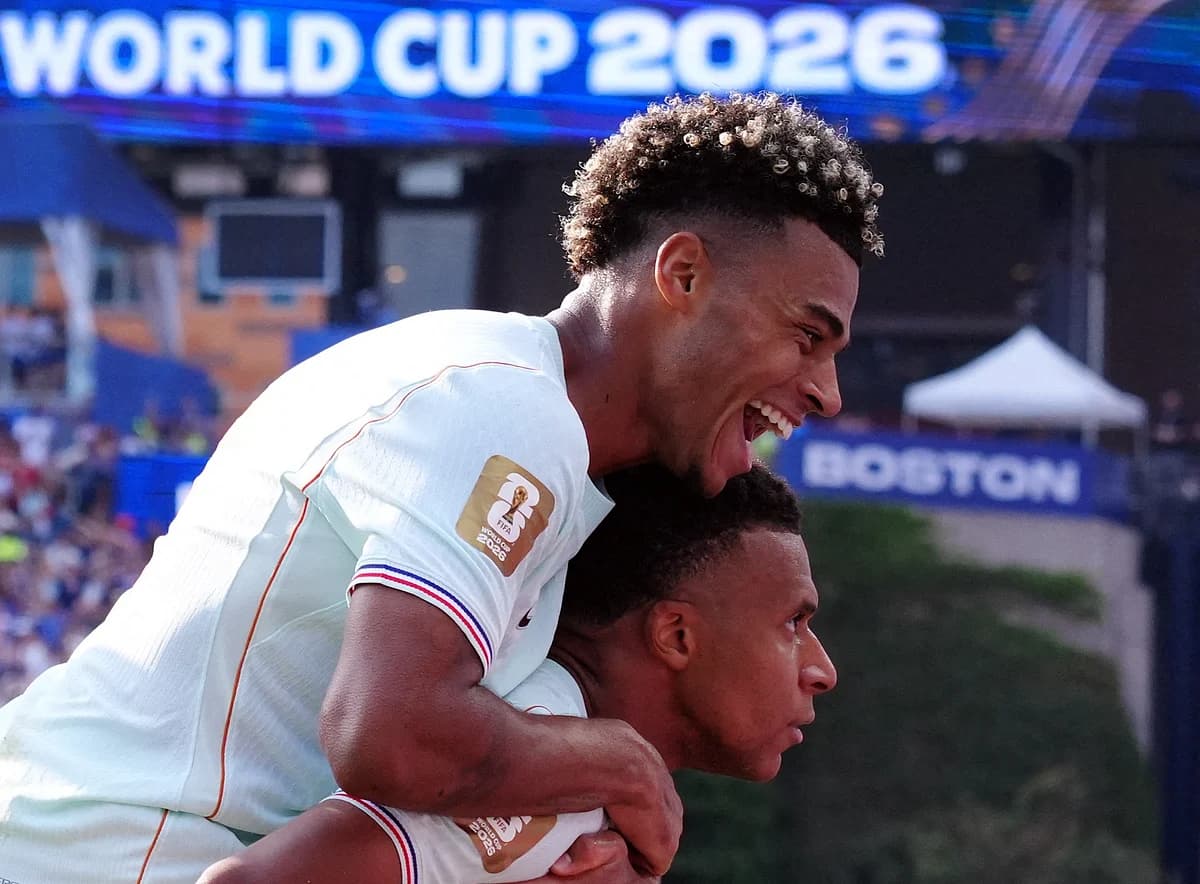 France celebrates their victory over Morocco in the World Cup quarter-finals.