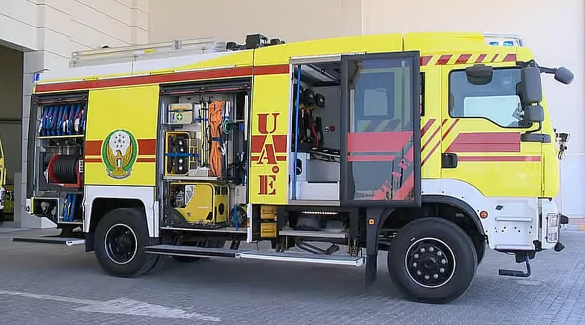 Fire incident at Zayed Military City warehouse in Abu Dhabi