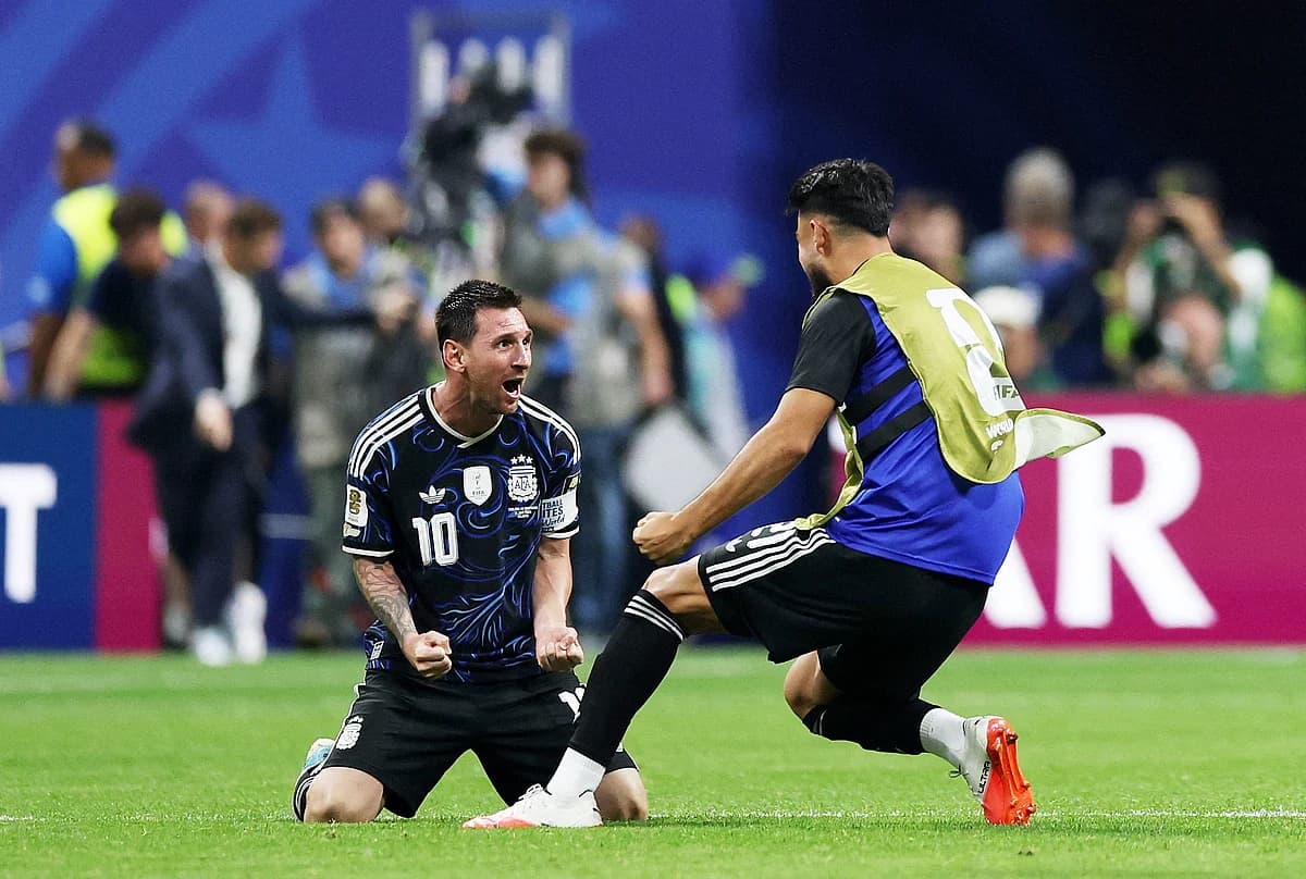 Argentina celebrates their victory over England in the World Cup semi-final.