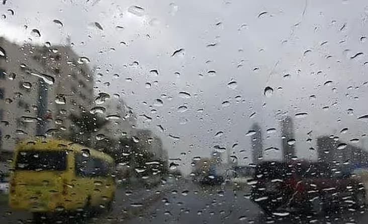 A dramatic sky over the UAE indicating impending rain and dust storms.