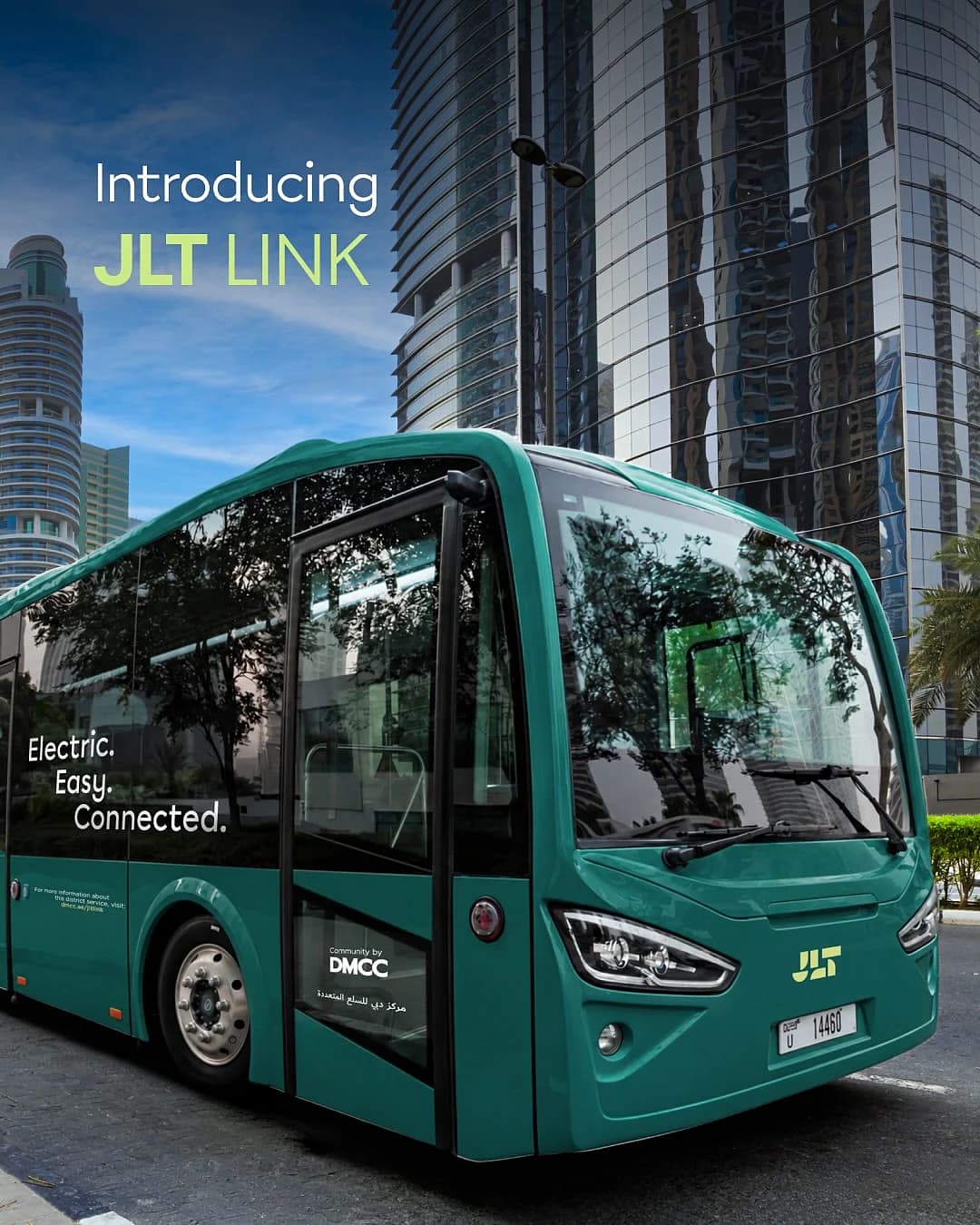 Electric bus in Jumeirah Lake Towers, Dubai