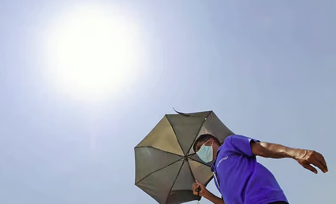 A dramatic image depicting the extreme heat conditions in the UAE.