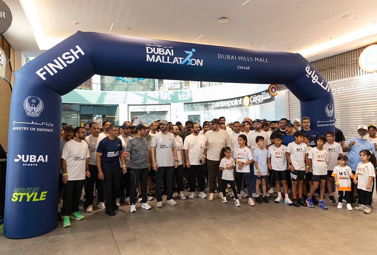 Families and individuals participating in the Dubai Mallathon, showcasing community engagement and wellness initiatives.