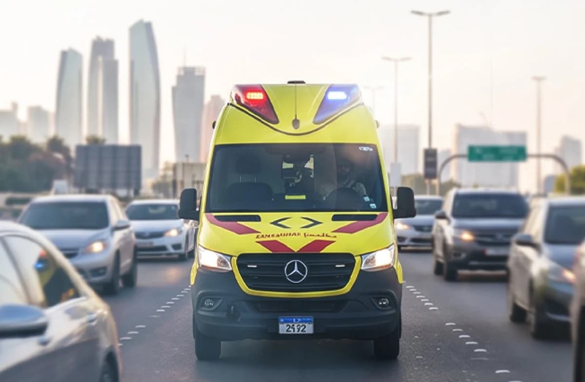 Firefighters responding to a factory fire in Abu Dhabi's Musaffah area, showcasing emergency response efforts.