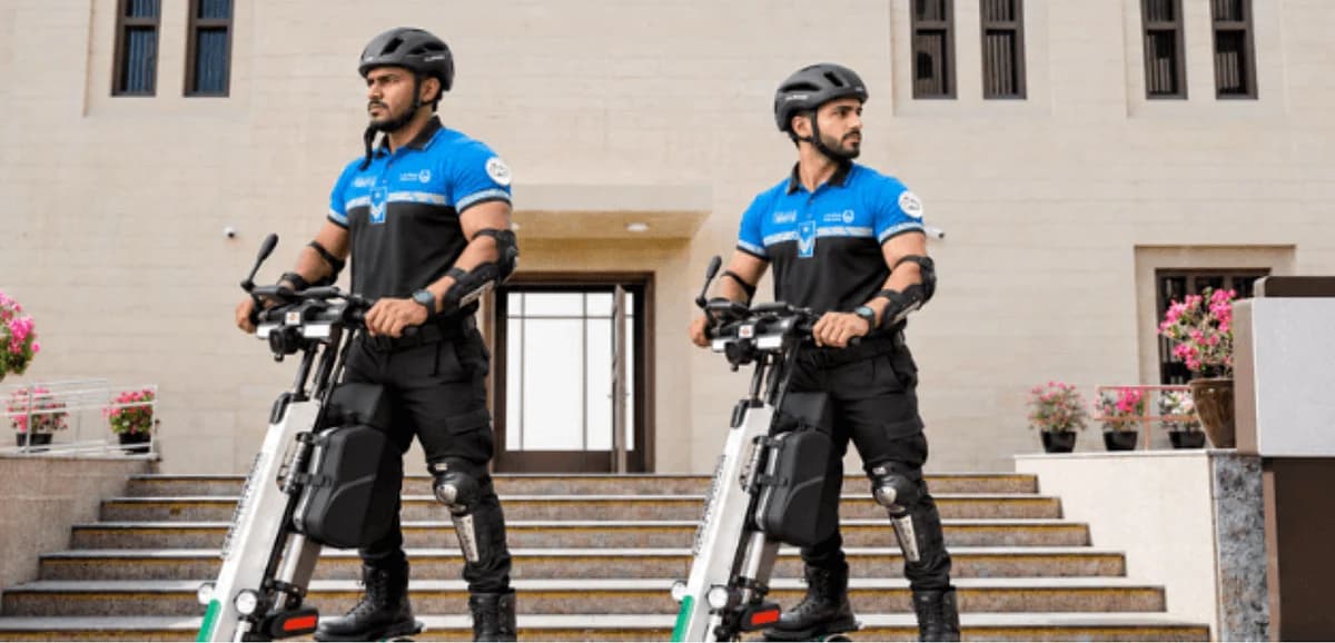 Dubai Police e-scooter patrol recovering stolen money in Naif area.